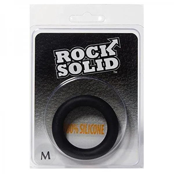 Anal Rock Solid Silicone Black C Ring Medium 1 78in In A Clamshell Rock Solid