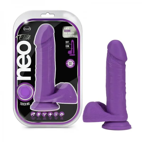Blush Dildos Neo Elite 8 Inch Silicone Dual Density Cock With Balls Neon Purple Blush Dildos Neo Elite 8 Inch Silicone Dual Density Cock With Balls Neon Purple