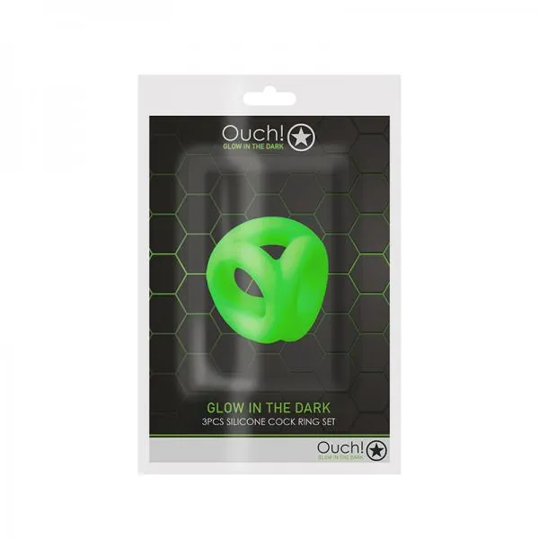 Male Sex Toys Glo Ouch Glow Cock Ring Ball Strap Glow In The Dark Green