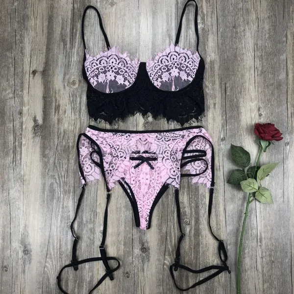 sextoypremium Couples SEXY LENCERIA LUCENCY SHEER UNDERWEAR WITH LACE STOCKINGS LINGERIE WOMENS BABY DOLL EROTIC HOT LINGERIE SLEEPWEAR BONDAGE SEX