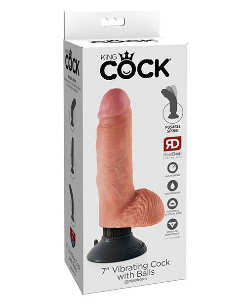 King Cock Female Sex Toys King Cock 7 Realistic Vibrating Dildo With Balls