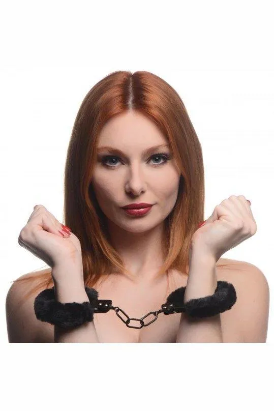 Sex On the Go Vibrators Cuffed In Fur Furry Handcuffs Red