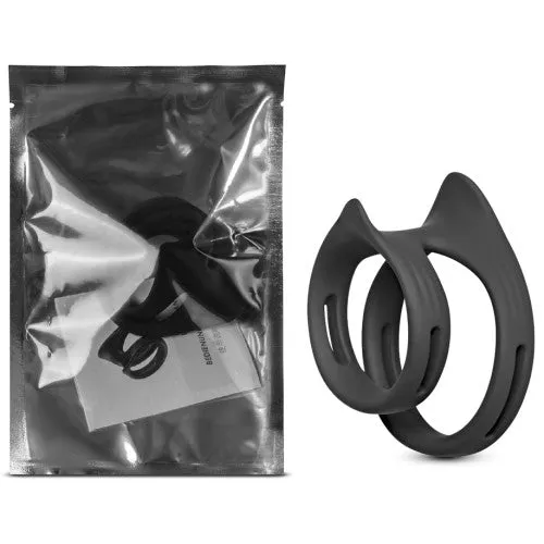 toyboy Anal TOYBOY Silicone Dual Penis Rings Black