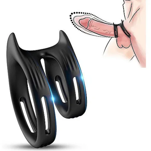 toyboy Anal TOYBOY Silicone Dual Penis Rings Black