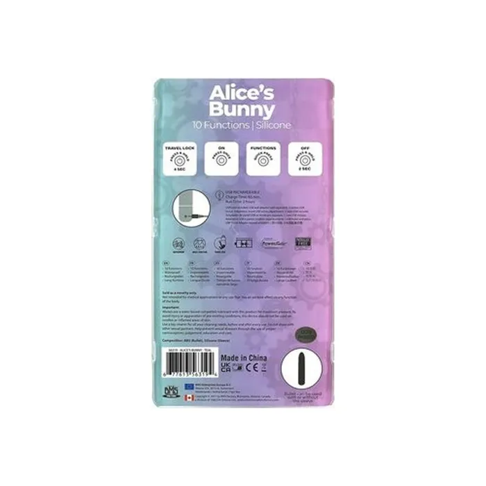Alices Bunny Rechargeable Bullet w Rabbit Sleeve Teal PowerBullet Vibrators