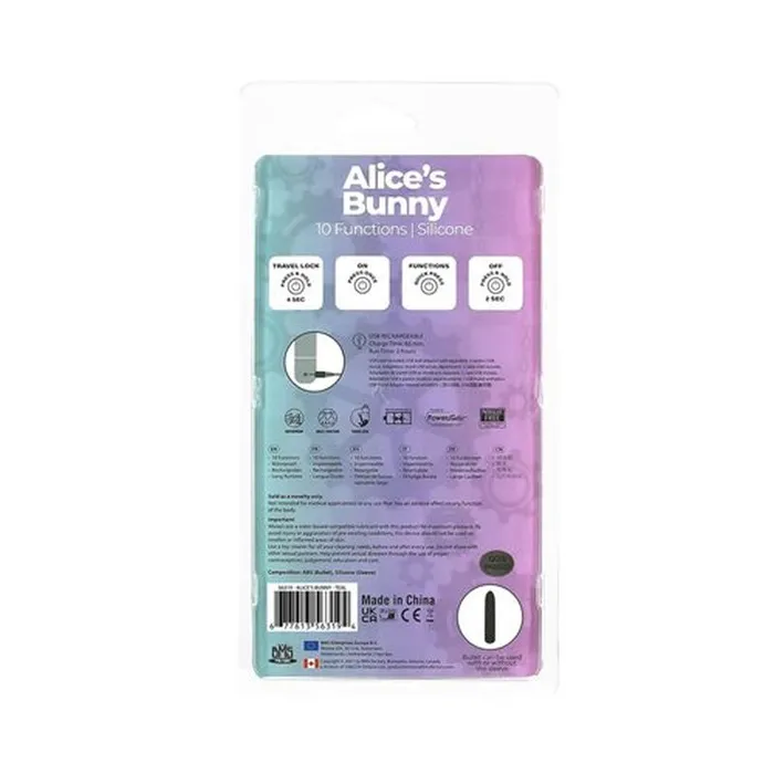 Alices Bunny Rechargeable Bullet w Rabbit Sleeve Teal PowerBullet Vibrators