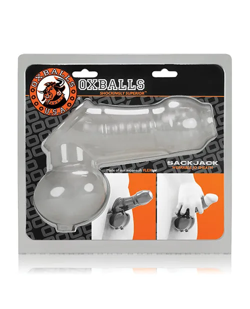 Blue Ox Designs LLCDba Oxballs Vibrators Oxballs Sackjack Wearable Jack Off Sheath Clear Frost