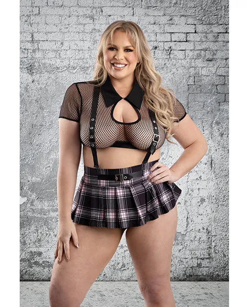 Fantasy Lingerie Anal Play Skipping Class 4 pc Set BlackPink