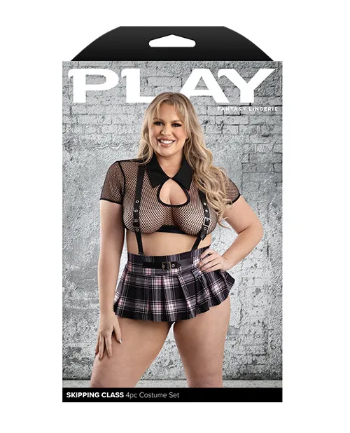 Fantasy Lingerie Anal Play Skipping Class 4 pc Set BlackPink