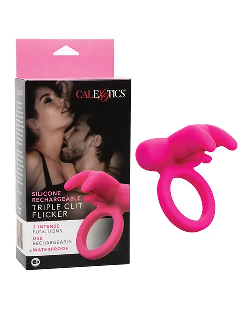Silicone Rechargeable Triple Clit Flicker Pink California Exotic Novelties Vibrators Silicone Rechargeable Triple Clit Flicker Pink California Exotic Novelties Vibrators