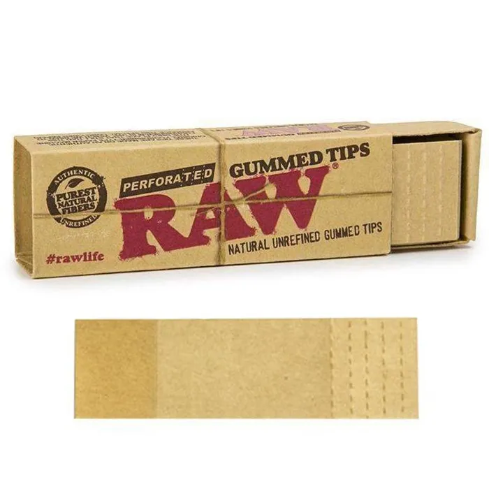 RAW Enhancers Raw Wide Unrefined Perforated Gummed Tips 33 Pack