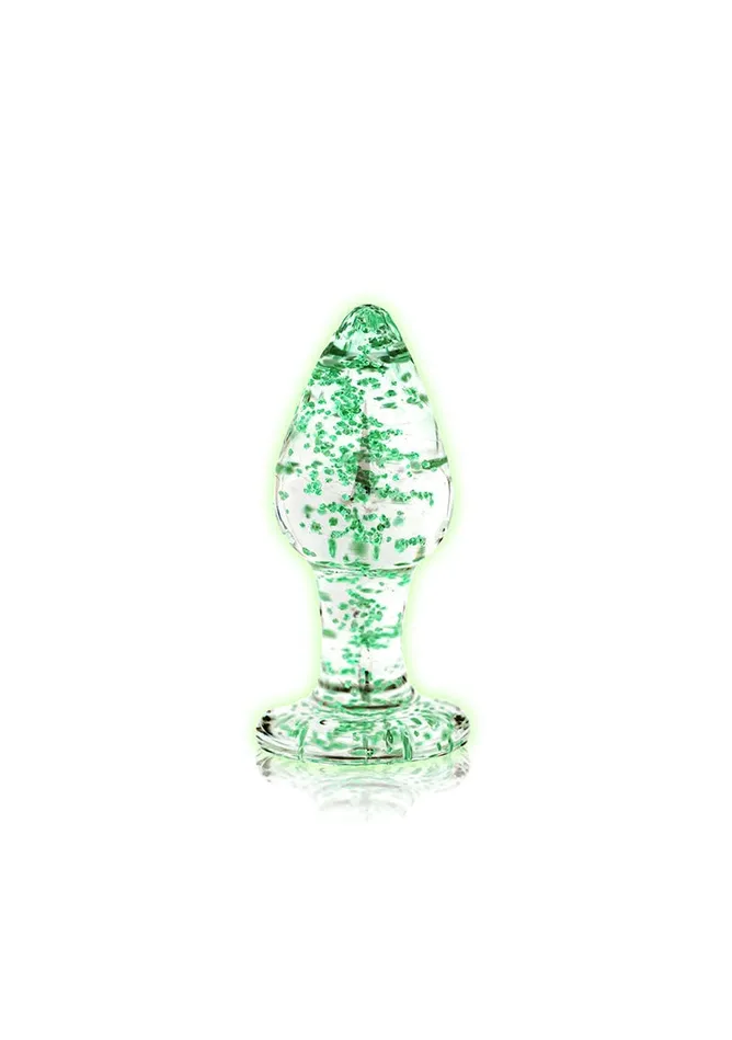 Shots America Anal Glass Butt Plug Glow In The Dark Medium