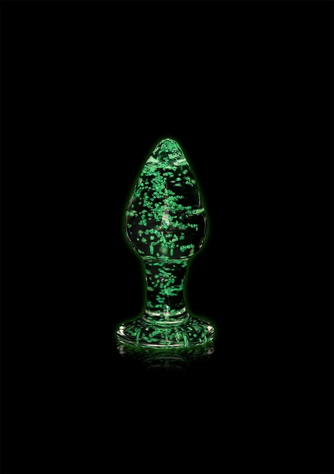Shots America Anal Glass Butt Plug Glow In The Dark Medium