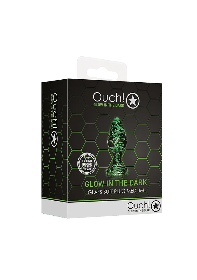 Shots America Anal Glass Butt Plug Glow In The Dark Medium