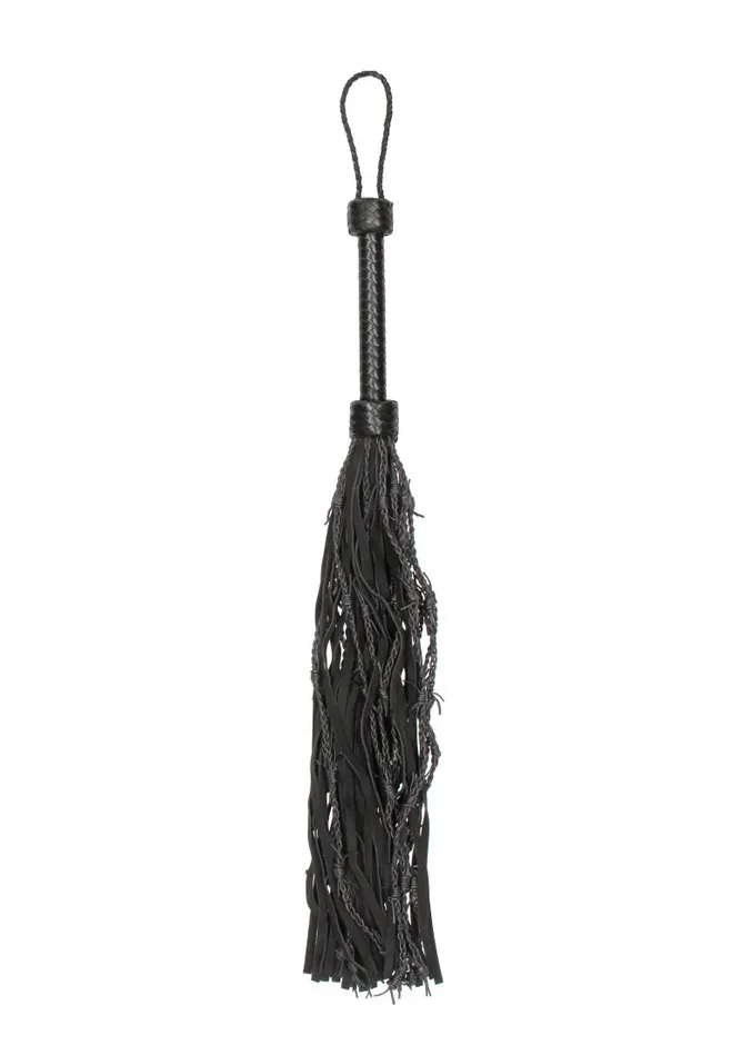 Shots America Restraints Leather Suede Barbed Wired Flogger Black