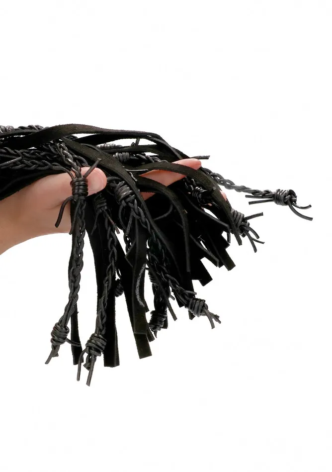 Shots America Restraints Leather Suede Barbed Wired Flogger Black