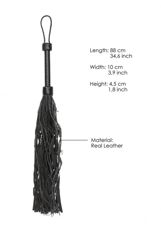 Shots America Restraints Leather Suede Barbed Wired Flogger Black