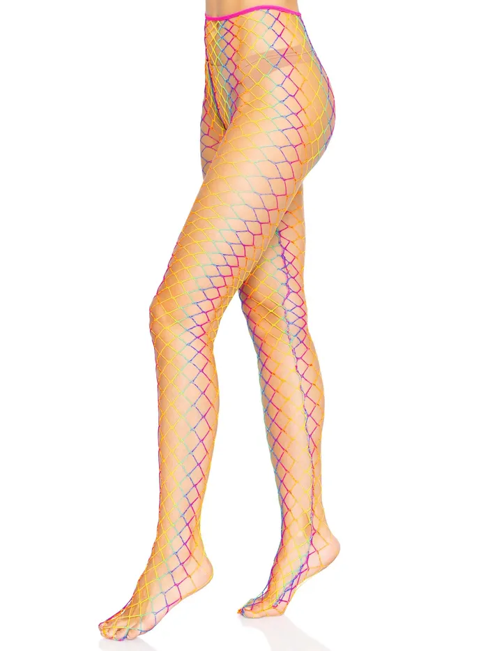 Anal Leg Avenue Ombre rainbow woven net tights