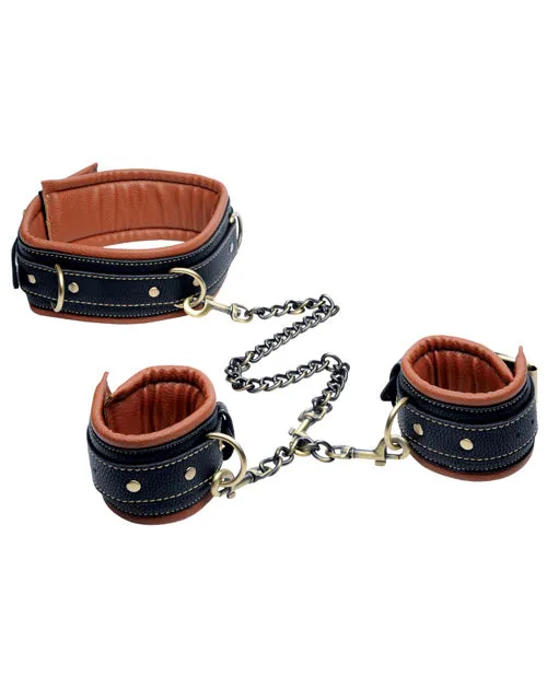 Master Series Coax Collar to Wrist Restraints Black XR Brands Anal