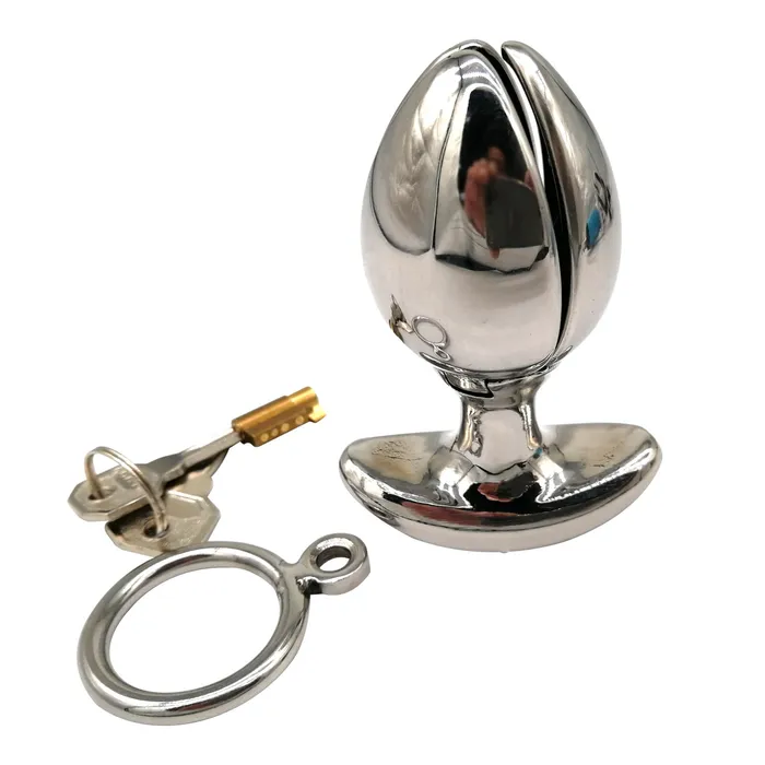 CC63 Openable Anal DilatorHeavy Anus Beads Lock CHASTITY CAGE CO Anal