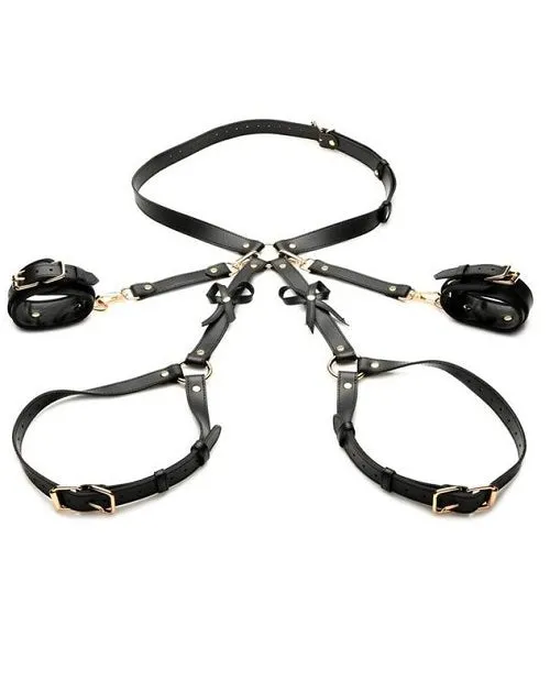 Couples Strict Bondage Harness with Bows Black XR Brands