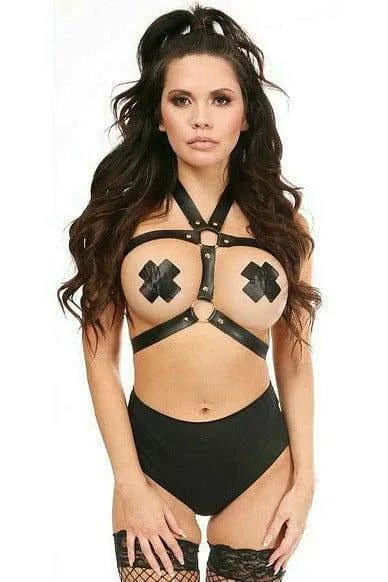 daisy corsets Anal BlackGold Vegan Leather Body Harness