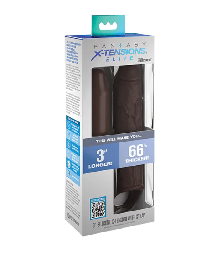Fantasy 7 Inch Silicone Penis Extension with Ball Strap Chocolate Pipedream Products Male Sex Toys