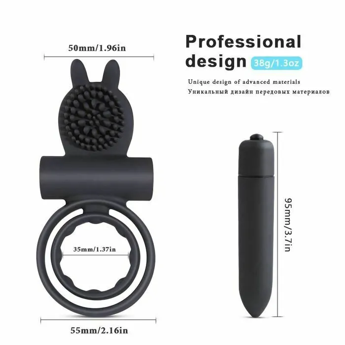 Female Sex Toys House of Dasein Cock Rings Cock Mini Bullet Vibrator Silicone Vibrating Double Penis Ring