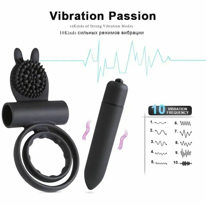 Female Sex Toys House of Dasein Cock Rings Cock Mini Bullet Vibrator Silicone Vibrating Double Penis Ring