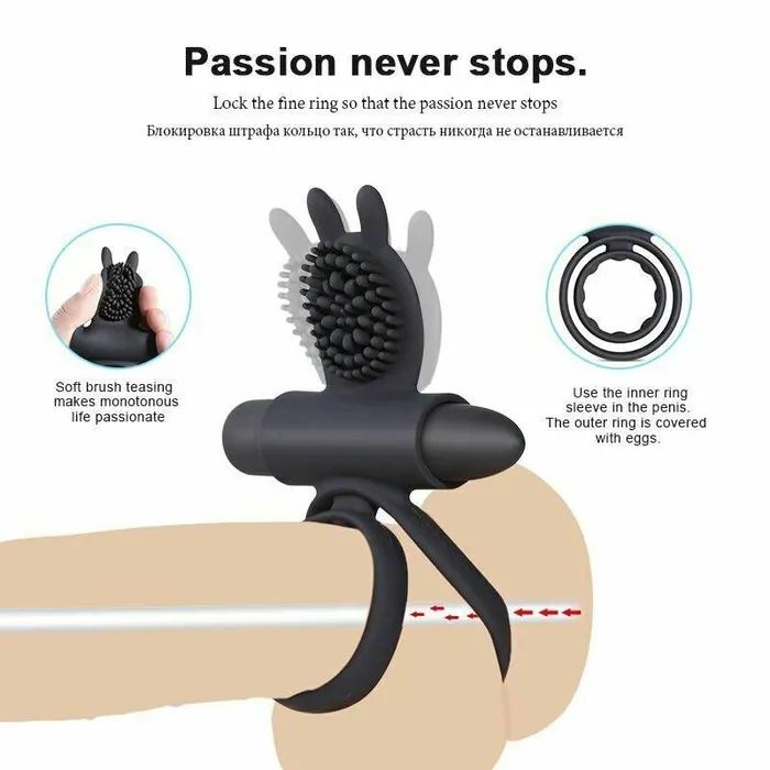 Female Sex Toys House of Dasein Cock Rings Cock Mini Bullet Vibrator Silicone Vibrating Double Penis Ring