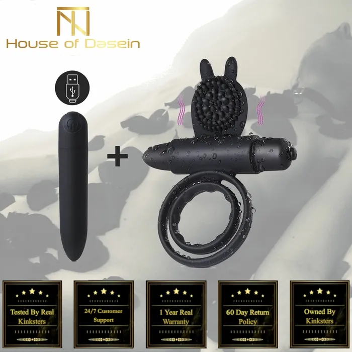 Female Sex Toys House of Dasein Cock Rings Cock Mini Bullet Vibrator Silicone Vibrating Double Penis Ring