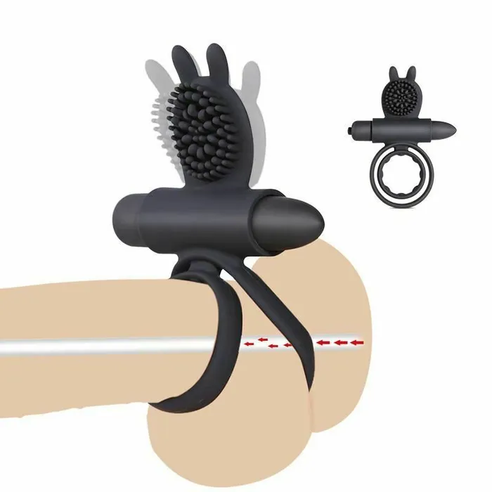 Female Sex Toys House of Dasein Cock Rings Cock Mini Bullet Vibrator Silicone Vibrating Double Penis Ring