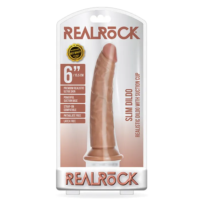 Female Sex Toys Realrock 6In Slim Dildo Wsuction Tan Shots America Llc