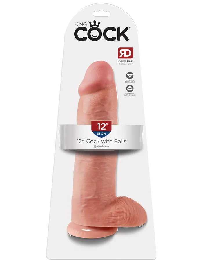 King Cock 12 with Balls in Black and White Jal Enterprises Dildos