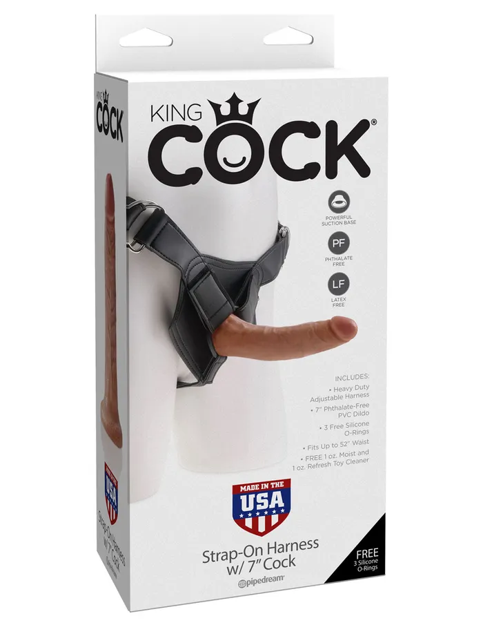 King Cock Strapon Harness With 7 Inch Cock Tan Pipedream Dildos