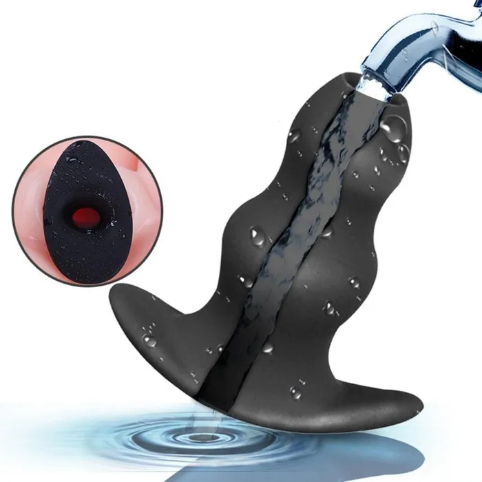 Male Sex Toys Hollow Enema Anal Plug CHASTITY CAGE CO