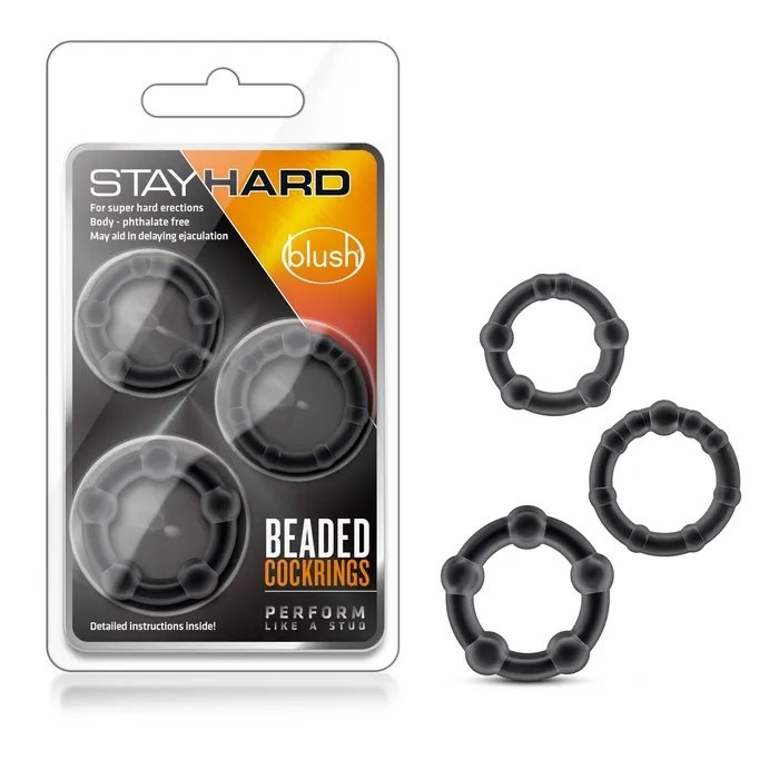 Stay Hard Beaded Cockrings 3Pc Black Blush Novelties Anal