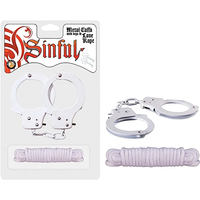 Vibrators Nasstoys Sinful Cuffs WKeys Love Rope White
