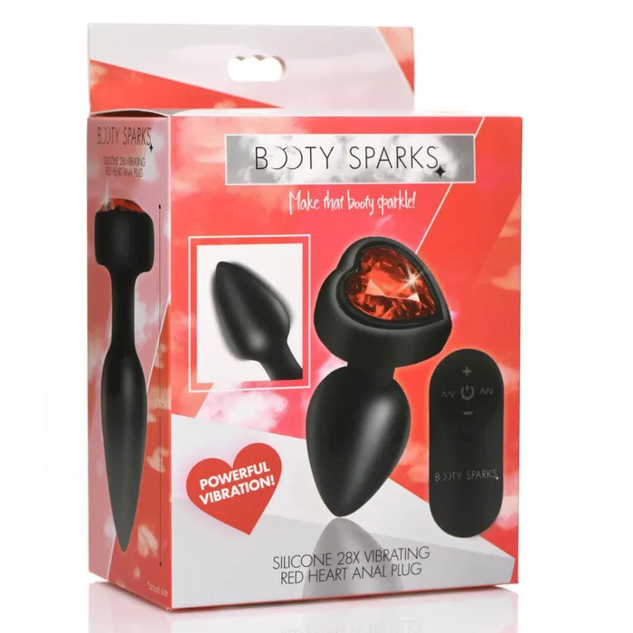 XR Brands Booty Sparks Male Sex Toys 28X Silicone Vibrating Red Heart Anal Plug With Remote Small XR Brands Booty Sparks Male Sex Toys 28X Silicone Vibrating Red Heart Anal Plug With Remote Small