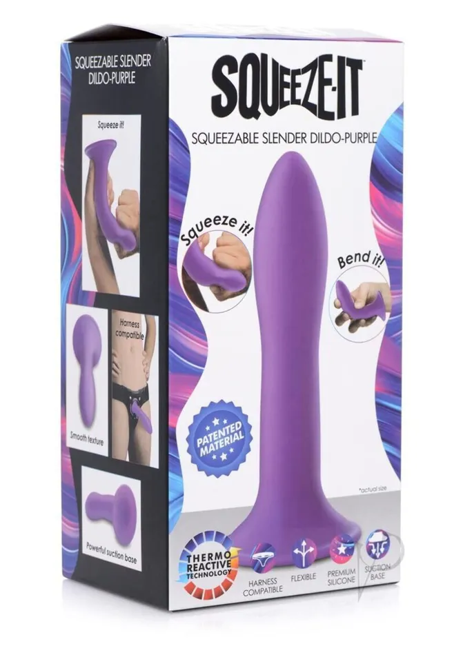 XR Brands Dildos SqueezeIt Slender Dildo Purple