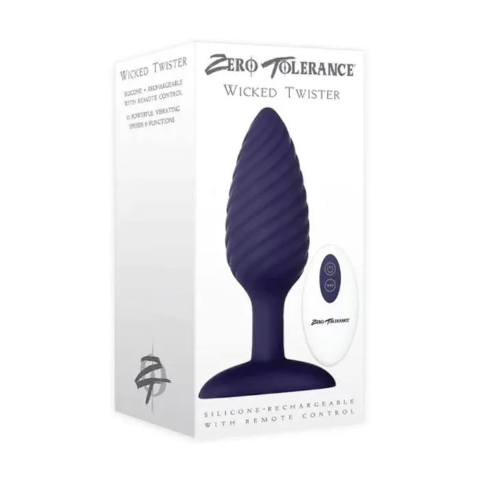 Zero Tolerance Toys Anal Zero Tolerance Wicked Twister RemoteControl Vibrating Waterproof Rechargeable Silicone Butt Plug Purple