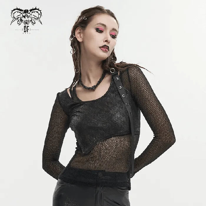Anal Black Gothic Top for Women with ONeck and Strap EVEs SECRETS