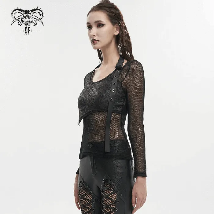 Anal Black Gothic Top for Women with ONeck and Strap EVEs SECRETS