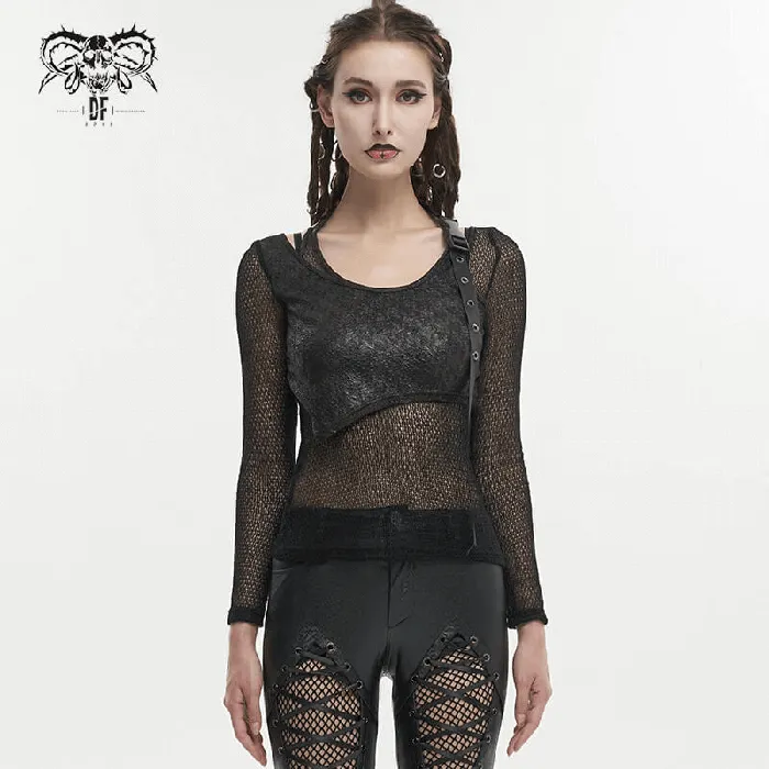 Anal Black Gothic Top for Women with ONeck and Strap EVEs SECRETS