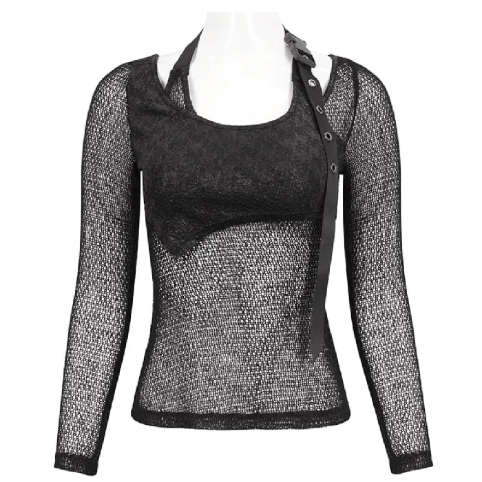 Anal Black Gothic Top for Women with ONeck and Strap EVEs SECRETS