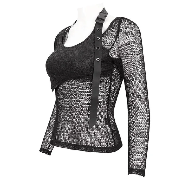 Anal Black Gothic Top for Women with ONeck and Strap EVEs SECRETS