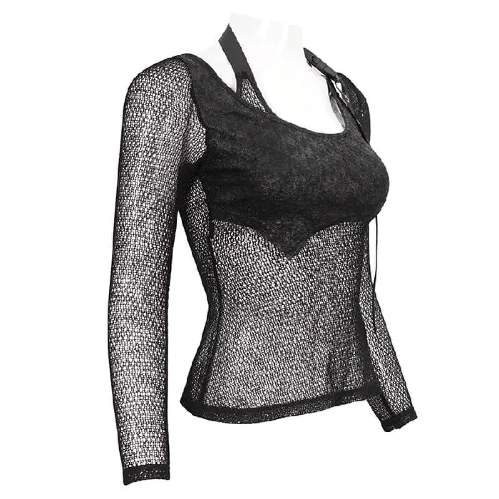 Anal Black Gothic Top for Women with ONeck and Strap EVEs SECRETS