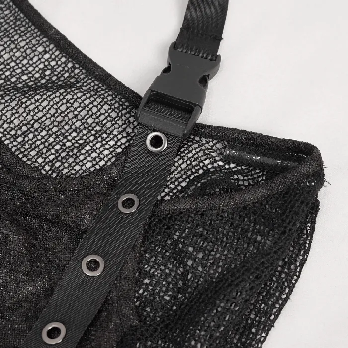 Anal Black Gothic Top for Women with ONeck and Strap EVEs SECRETS
