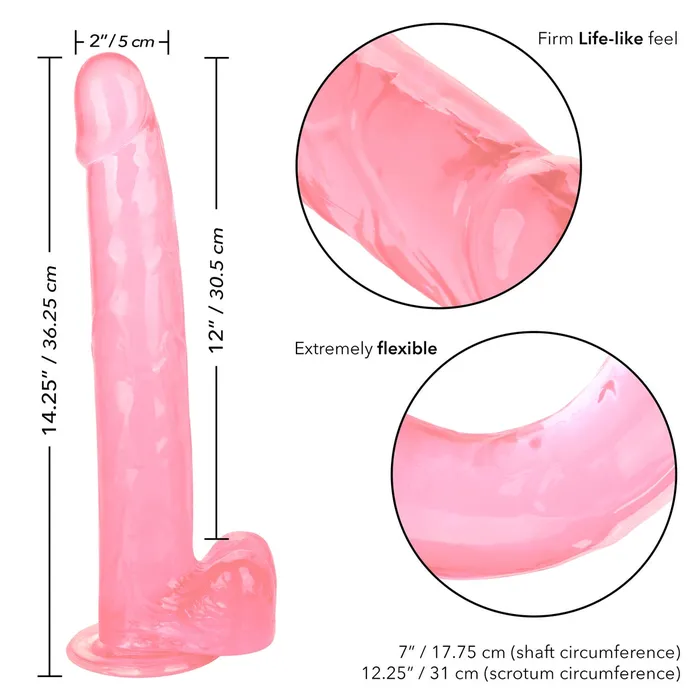CalExotics Female Sex Toys Calexotics SIZE QUEEN Flexible Dildo with Suction Cup 12 inch Pink