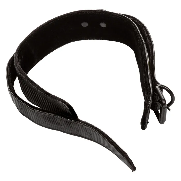 CalExotics Restraints Boundless COLLAR WITH LEASH Black Vegan Leather Collar with Heavy Duty Chain